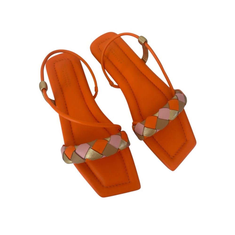 MERCEDES CASTILLO Orange Braided Slingback Sandals